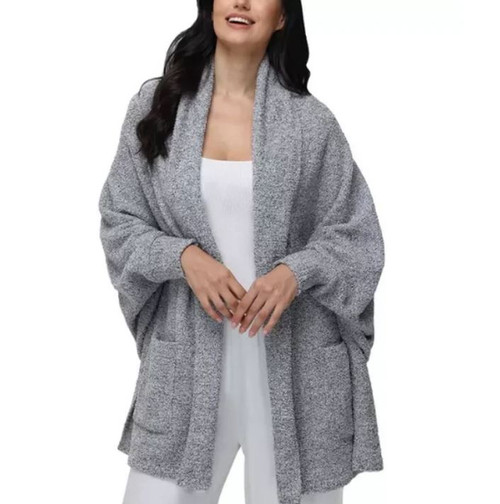 525 Women's The Cozy Open Front Wrap, Light Heather Gray, Small/Medium