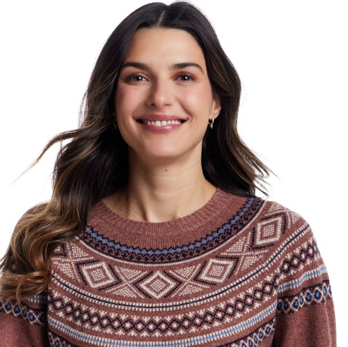 Weatherproof Vintage Women's Long Sleeve Fairisle Sweater, Copper, 2X-Large