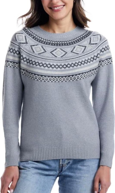 Weatherproof Vintage Women's Long Sleeve Fairisle Sweater, Blue, X-Large