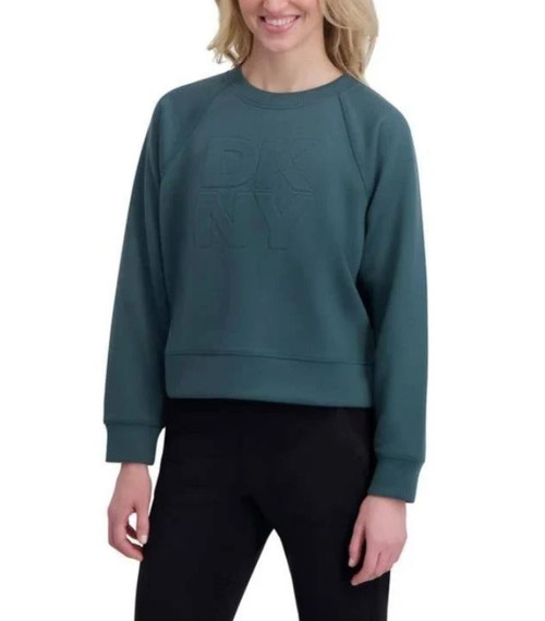 DKNY Sport Women's Logo Crewneck Sweatshirt, Dark Green, Medium