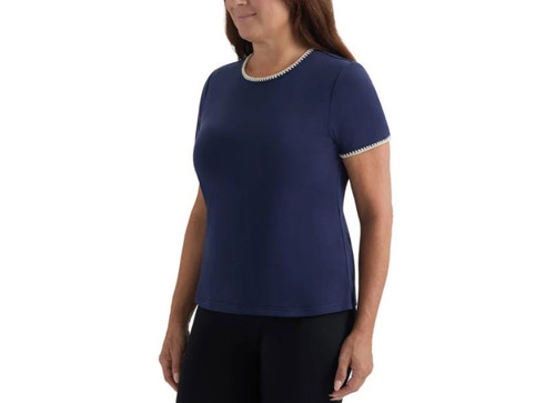 Teddi Rose Women's Short Sleeve Top, Navy, Small