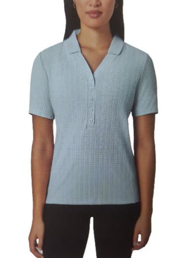 Mondetta Women's Ribbed Polo Shirt, Blue Fog, Large