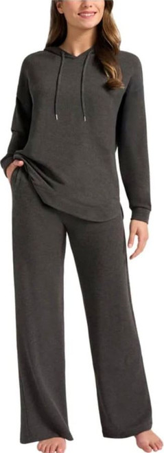 Max & Mia Women's 2 Pc Hoodie Lounge Set, Heather Charcoal, X-Small