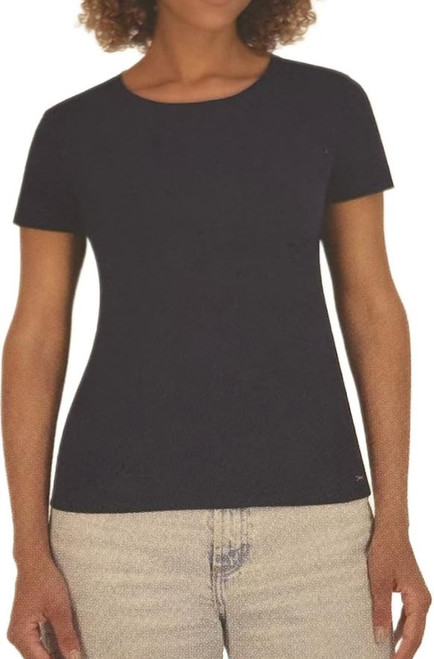 DKNY Women's Short Sleeve Crew Neck T- Shirt, Navy, 2X-Large