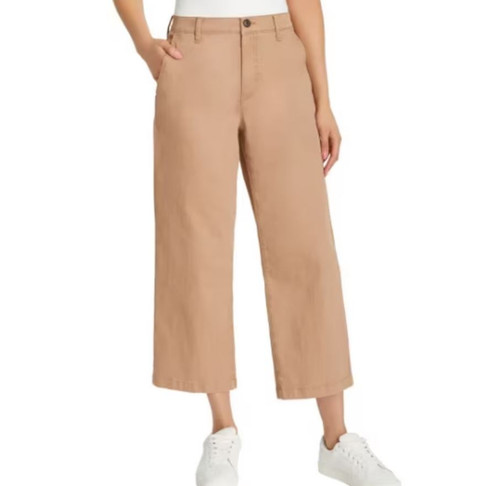 Ella Moss Women's Wide Leg Crop Pant, High Rise, Brown, 14