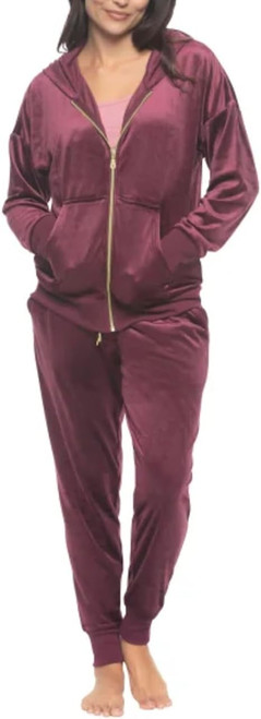 Felina Women's 2 Piece Velour Track Suit Lounge Set, Fig, X-Small