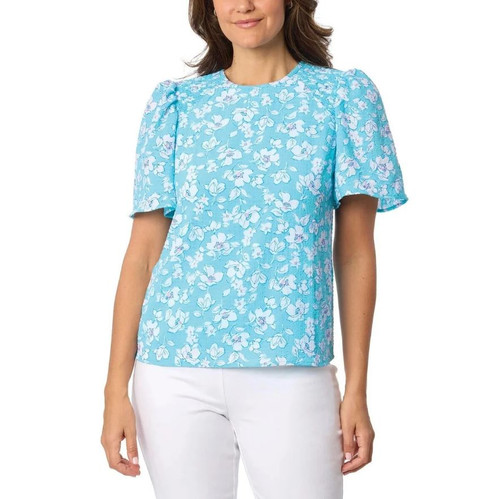 Draper James Women's Flutter Sleeve Blouse, Blue, Small