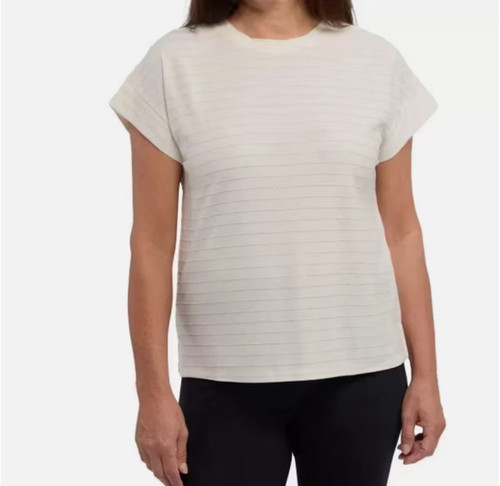 Ellen Tracy Women's Glitter Stripe Blouse, Cream, X-Large
