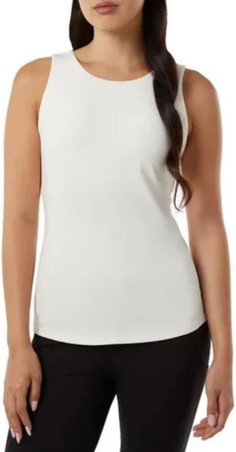 32 Degrees Women's Soft Textured Ribbed Tank Top, Built Bra, Cream, X-Large