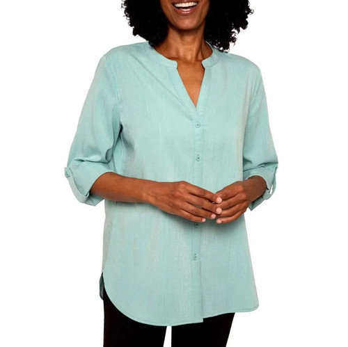 Mario Serrani Women's Button Front Blouse, Green, X-Small