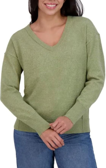 Lucky Brand Women's Soft Long Sleeve V-Neck Sweater, Olive Night, 2X-Large