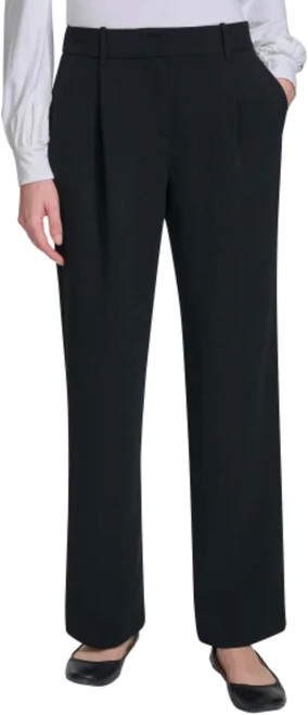 DKNY Women's Stretch High Rise Wide Leg Pant, Black, 4
