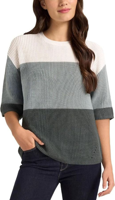 Matty M Women's Colorblock Sweater, Drop Shoulder, Teal, Large