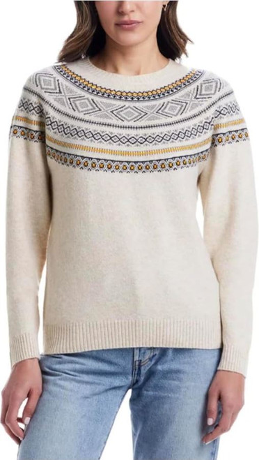 Weatherproof Vintage Women's Long Sleeve Fairisle Sweater, Cream, Small