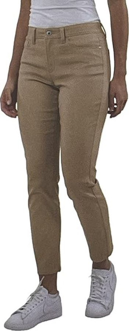 Jachs Girlfriend Women's Straight Leg Ankle Pants, 5-Pocket, Tan, 10