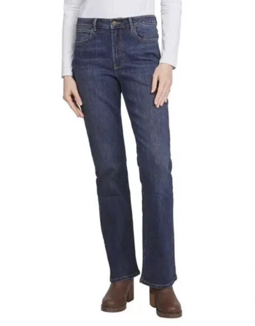 Wrangler Women's High Rise Bootcut Free To stretch Jeans, Dark Blue, 4