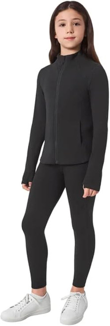 Mondetta Youth Girl's 2 Piece Active Set, Jacket and Legging, Black, M 10/12
