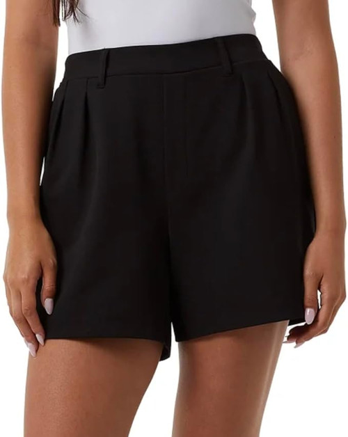 32 Degrees Women's Pleated Shorts, Black, XL