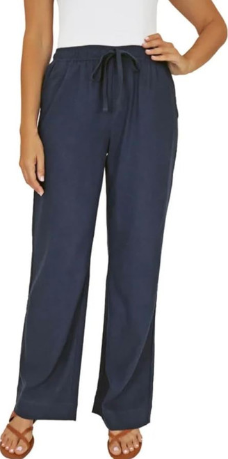 Briggs Women's Pull-On Linen Blend Pant, Navy, Medium
