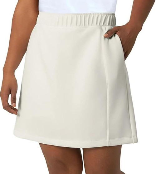 Mondetta Women's Moisture Wicking High Rise Walking Athletic Skort, White, Medium