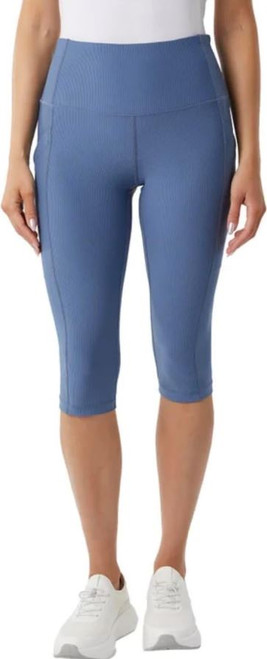 32 Degrees Cool Women's Ribbed Crop Legging Pant, Blue, Medium