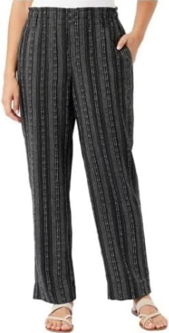 Briggs Ladies' Comfort Stretch Waistband Linen Blend Pants, Black, Medium