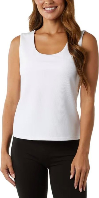 32 Degrees Cool Women's Ribbed Tank Top, White, Large