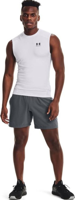 Under Armour Men's HeatGear Compression Sleeveless T-Shirt, White, Large