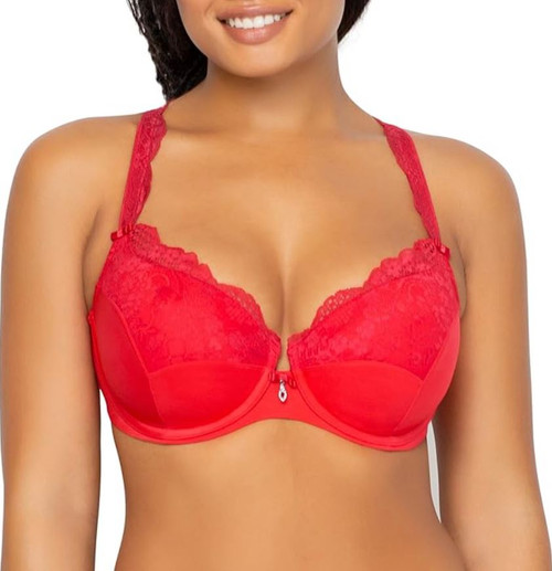 Curvy Couture Women's Tulip Sexy Lace Plus Size Push Up Bra, Crantastic, 42D