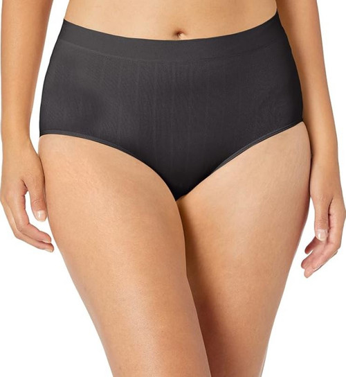 Bali Women's Seamless Underwear, Smoothing Brief Panties, Black Pointelle, X-Large