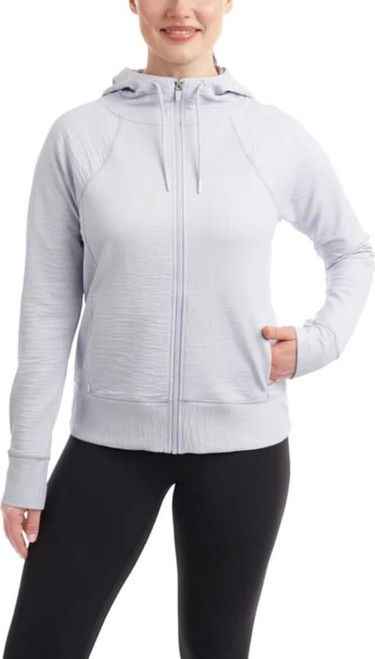 Kirkland Signature Women's Stretch Active Full Zip Hooded Jacket, Blue, Medium