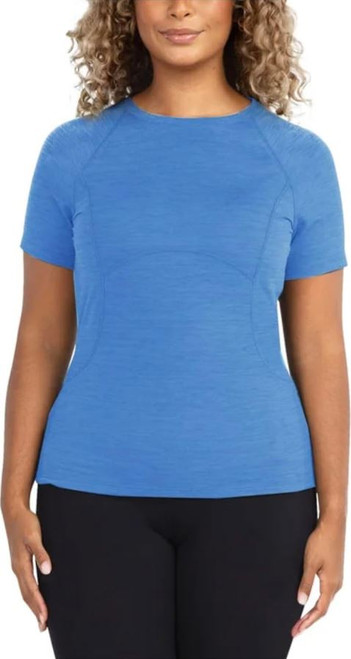 Spyder Active Women's Short Sleeve Active Tee Shirt, Blue Heather, Large