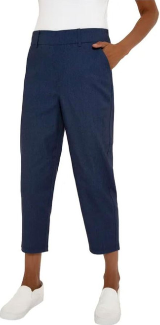 Mario Serrani Women's Slim Fit Pull On Capri Pant, Blue, Large