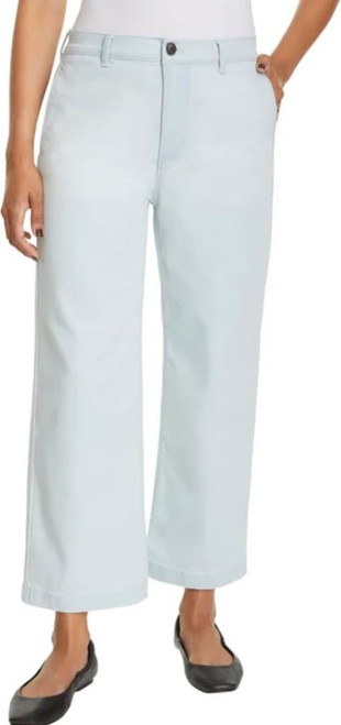 Ella Moss Women's High Rise Wide Leg Crop Pant, Light Blue, 4