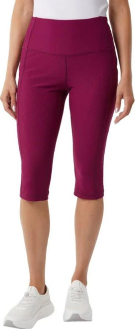 32 Degrees Cool Women's Ribbed Crop Legging Pant, Purple, Small