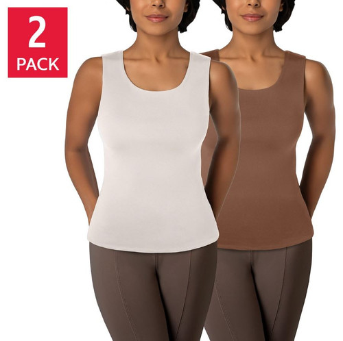 32 Degrees Layer Zero Double Lined Tank Top, 2-pack, White/Sienna, Medium