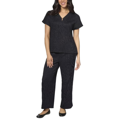 Jones New York Women's Textured Crop Set, Black, Large