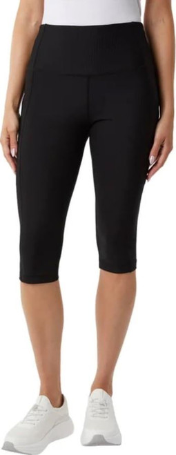 32 Degrees Cool Women's Ribbed Crop Legging Pant, Black, XX-Large