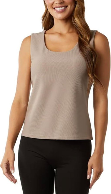 32 Degrees Cool Women's Ribbed Tank Top, Taupe, Medium