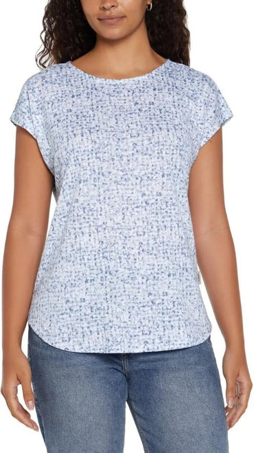 Orvis Women’s Linen Blend Short Sleeve Top, Blue, Small