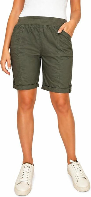 Briggs Women's Pull On Bermuda Short With Pockets, Green, Large