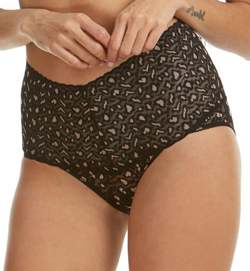 Hanky Panky Cross Dyed Leopard Retro V-kini, Black Praline, Small