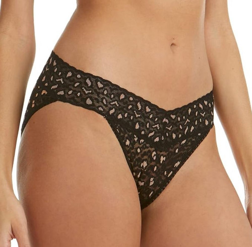Hanky Panky Signature Lace Cross-Dyed V-Kini, Black Praline, X-Large