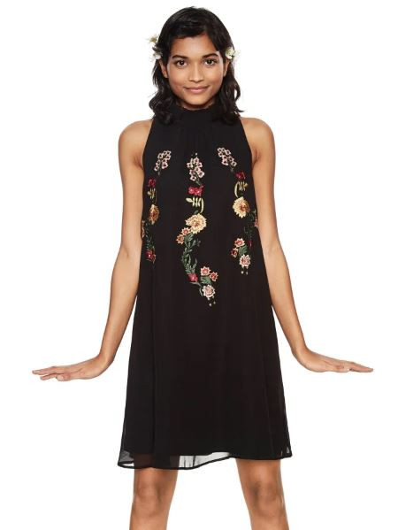 Desigual Women's Dress Floral, Black, 38