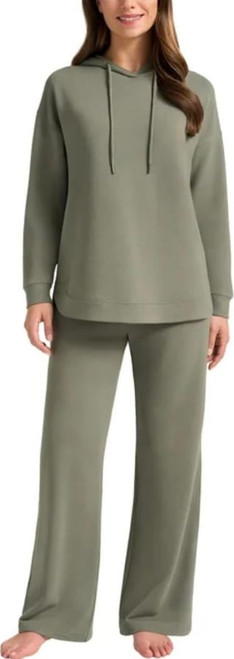 Max & Mia Women's 2 Pc Hoodie Lounge Set, Dark Sage, Medium