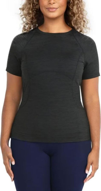 Spyder Active Women's Short Sleeve Active Tee Shirt, Black Heather, Large