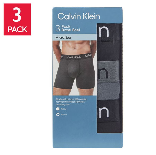 Calvin Klein Men's Boxer Brief, 3-Pack, Black/Gray/Black, Large