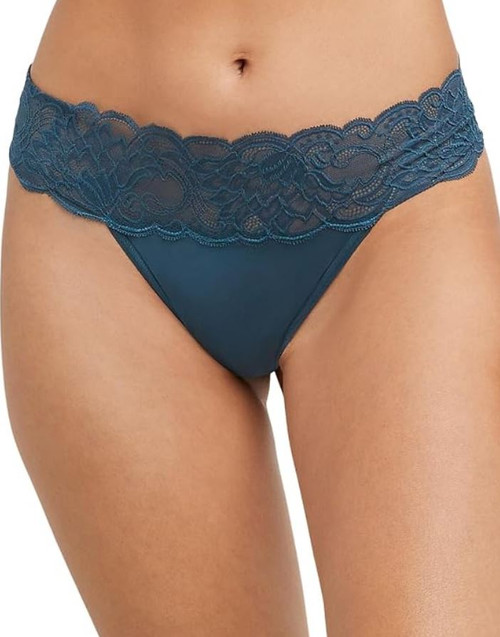 Maidenform Women's Luxurious Lace Thong Panty, Teal Bloom Lace, Large