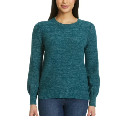 Gloria Vanderbilt Women’s Soft Crewneck Long Sleeve Pullover, Green, Large