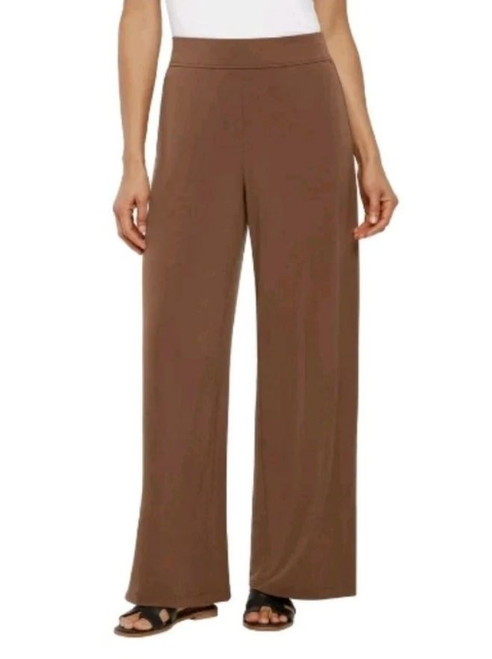 Three Dots Women's Wide Leg Pull On Pants, Brown, Small